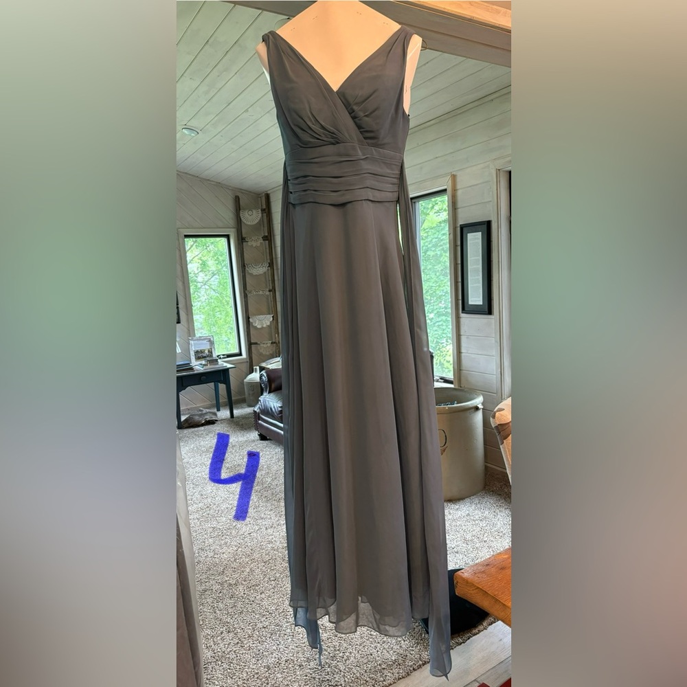 David’s Bridal bridesmaids dress, slate blue size 4, not altered